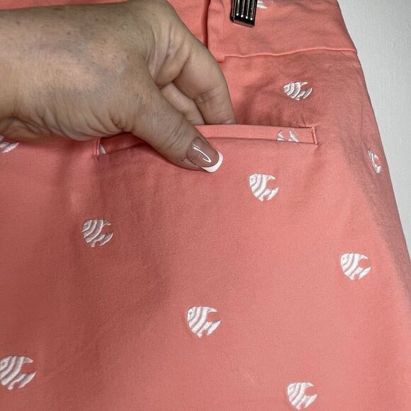 Talbots Women Cotton Spandex Shorts ResortWear VacationBeach Embroidered Fish 14 - Picture 7 of 11